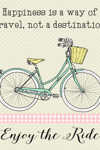 happiness is a way of travel not a destination printable bicycle sign