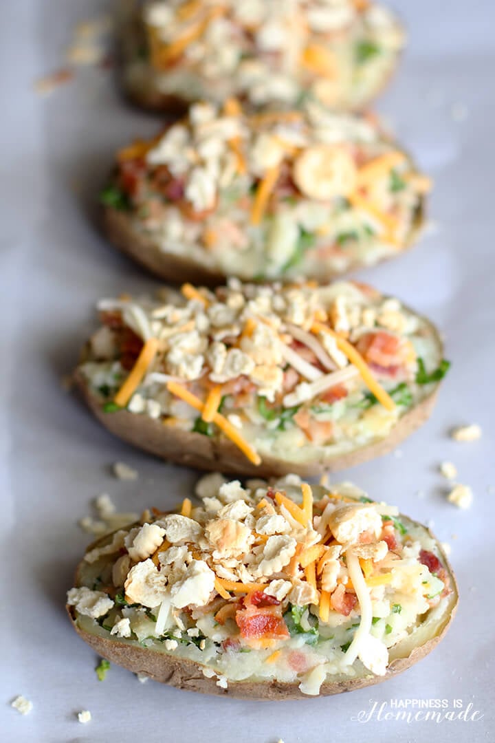 Cheddar Bacon and Kale Twice Baked Potatoes