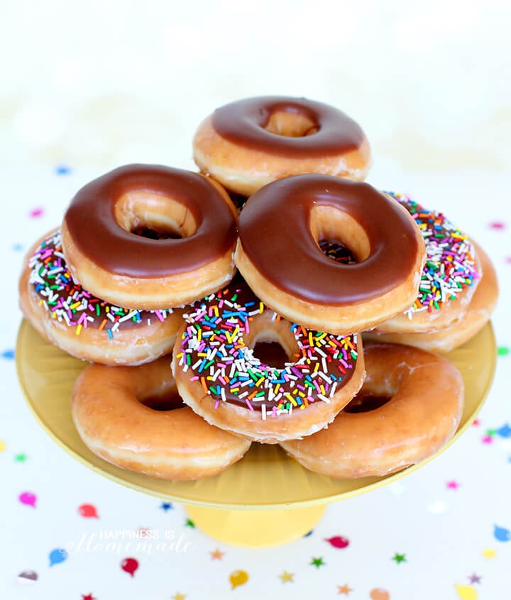 Pile of donuts on platter