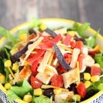 fiesta taco salad with chicken in bowl