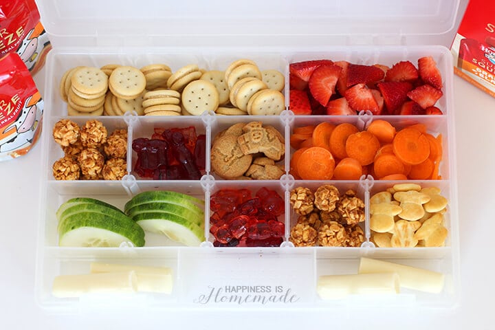 Road trip idea for toddler- tackle box with snacks  Road trip food, Beach  day food, Healthy toddler snacks