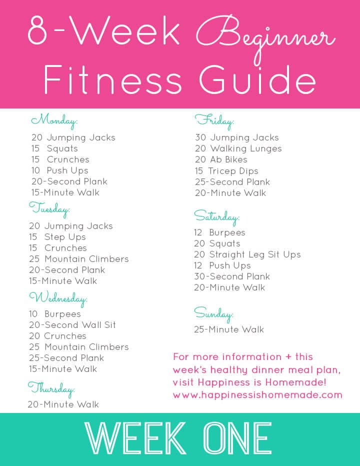 8-Week Beginner Fitness Jumpstart - Week One Workout Plan web