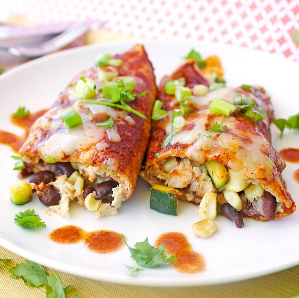 chicken zucchini enchiladas on plate