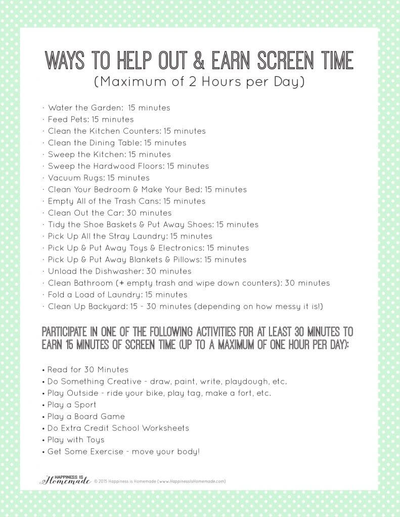 chores list for adults printable