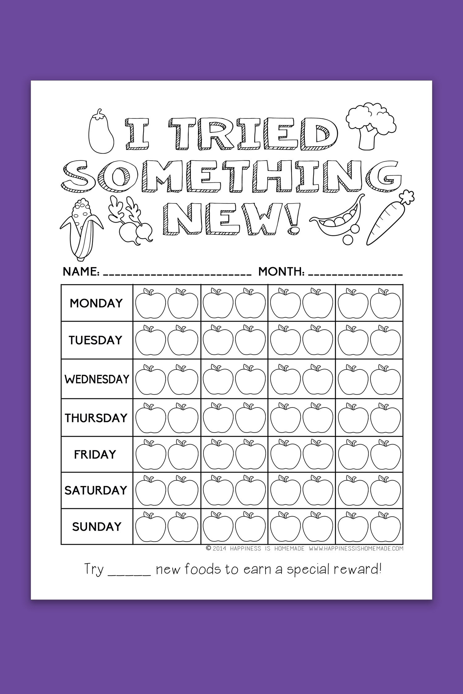 Printable Healthy Eating Chart & Coloring Pages