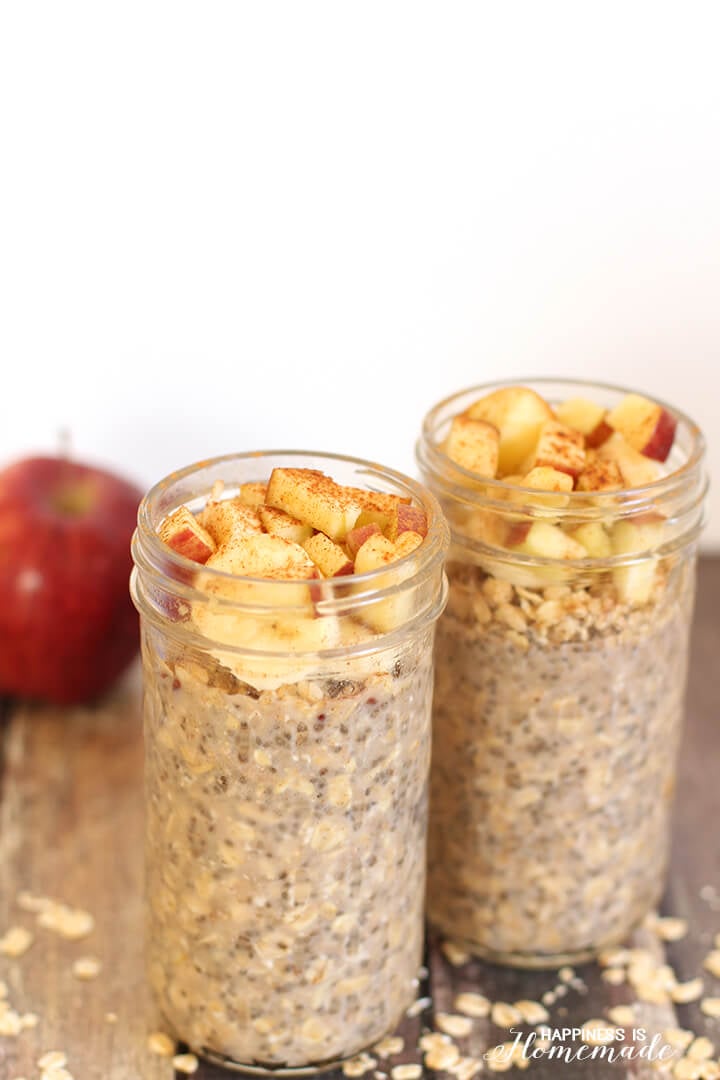 Apple Cinnamon Overnight Chia Oats - Happiness is Homemade