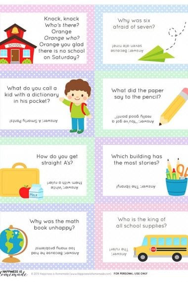 Printable Back to School lunchbox note cards