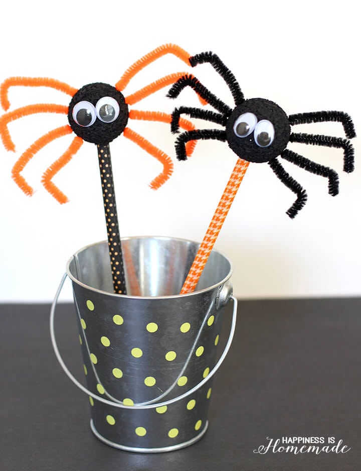 halloween spider kids craft in bucket