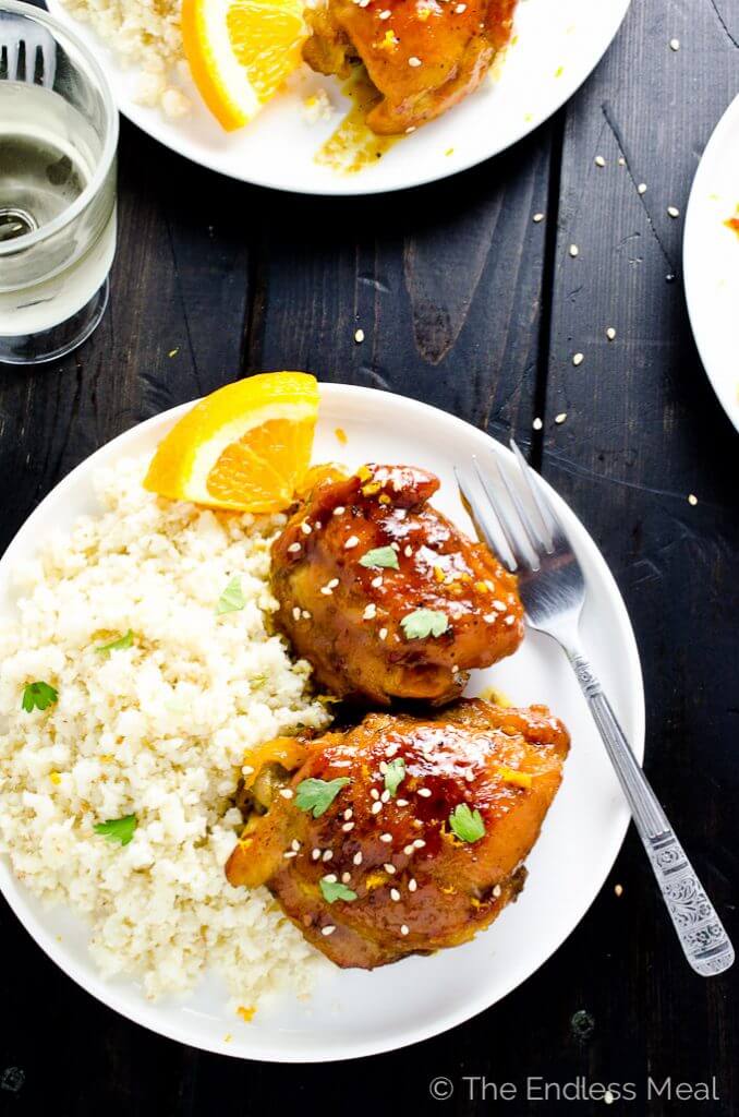 Orange Chicken with Cauliflower Rice