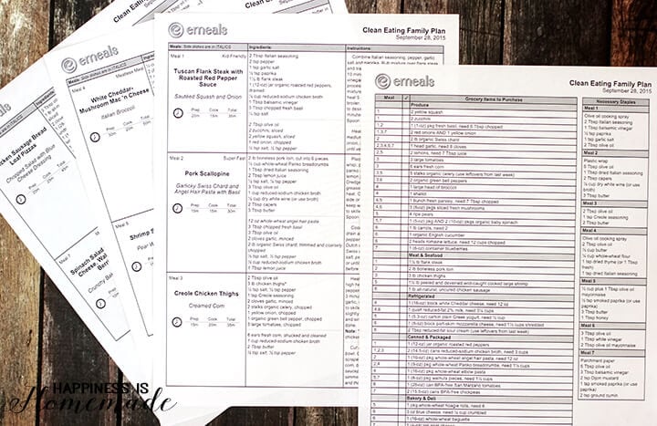 eMeals Weekly Menu Plan and Grocery List