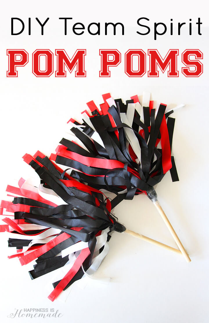 Red & Black Two-Tone Spirit Pom-Poms