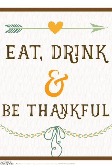 eat drink and be thankful printable sign