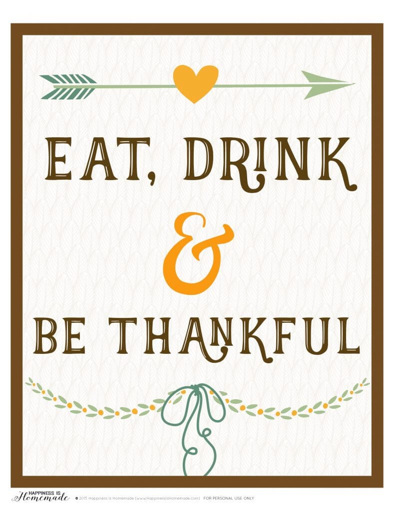 eat drink and be thankful printable sign