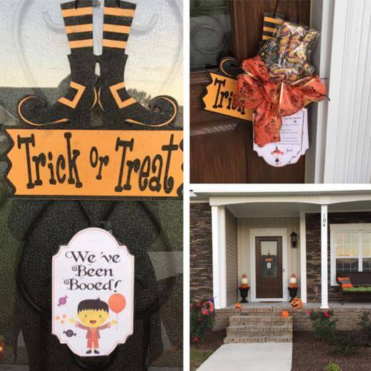 trick or treat decorations and halloween doorstep collage
