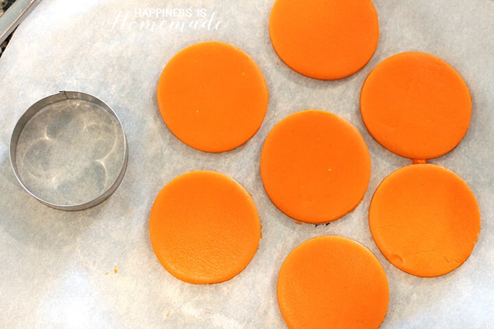 Orange Circles of Cookie Dough for Owl Cookies