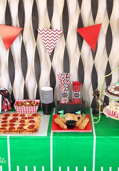 tailgate at home football party snack table