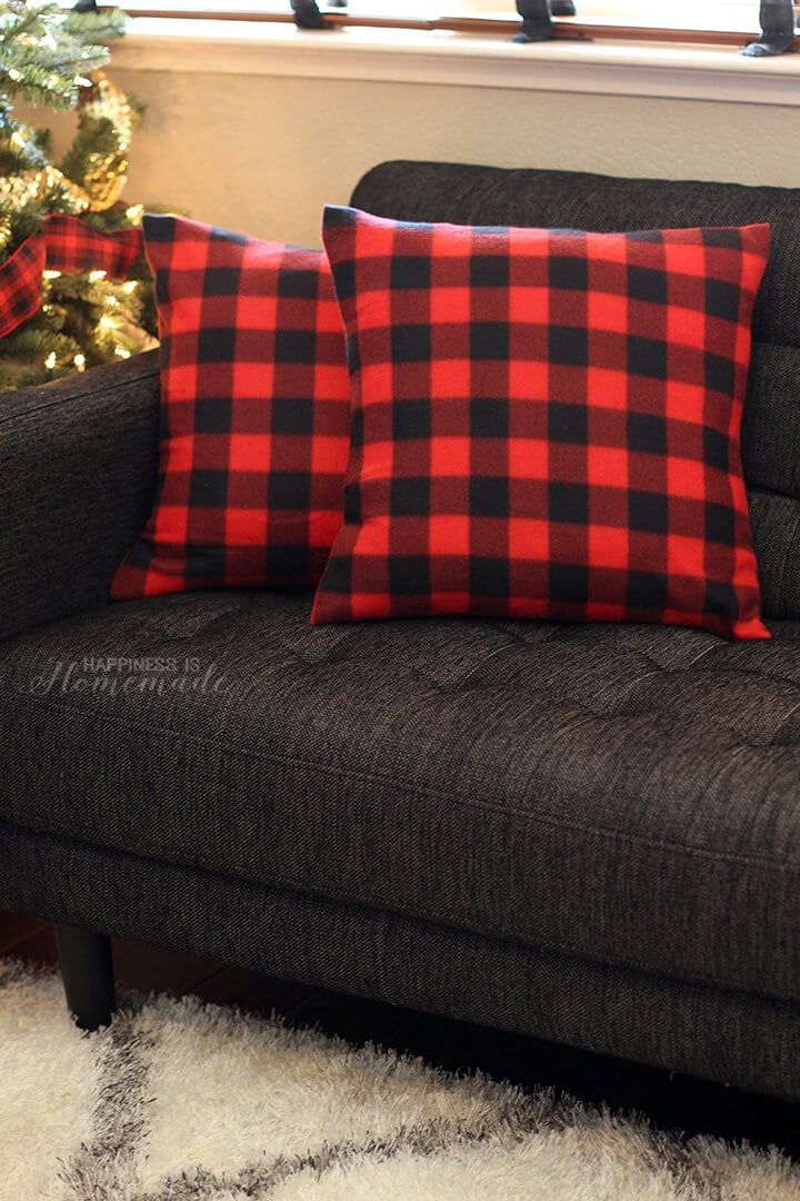 plaid couch pillows