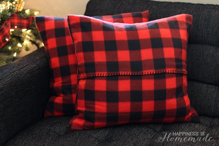 Buffalo Check Plaid Pillow Covers from a Target Dollar Spot Blanket