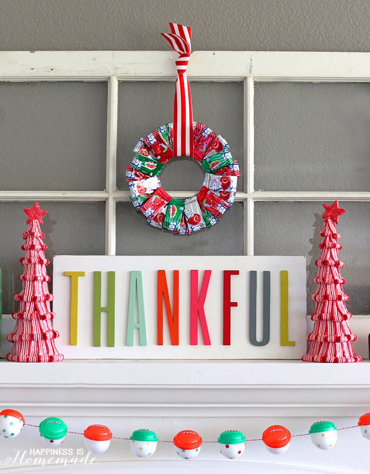 Colorful Christmas Candy Mantel with Airheads Wreath