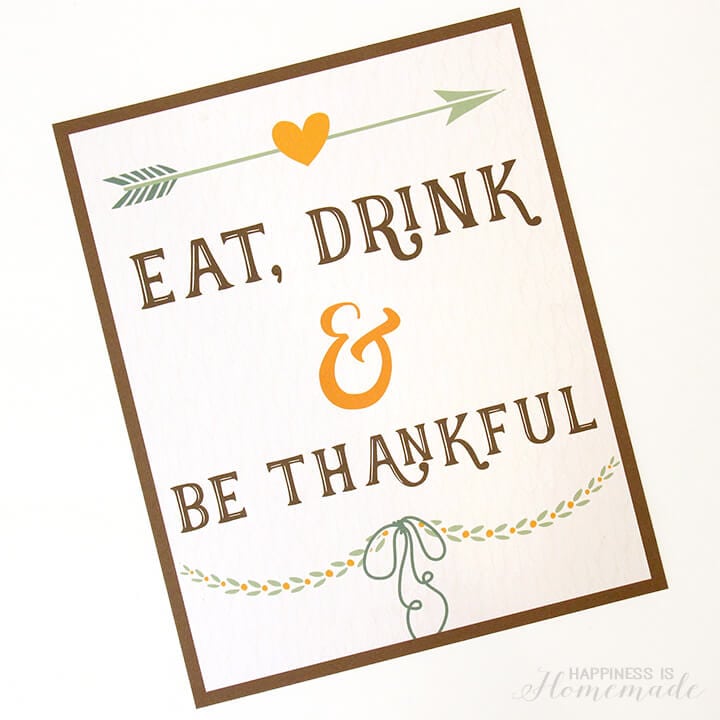free printable eat drink be thankful sign