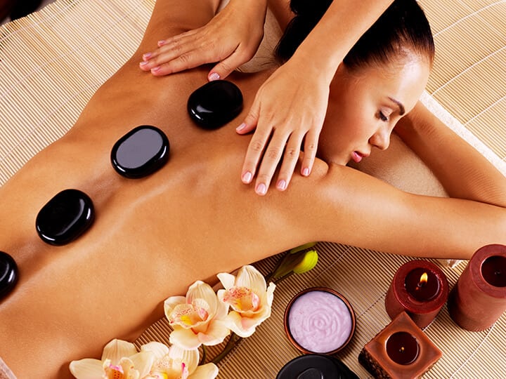 hot stone massage on lady