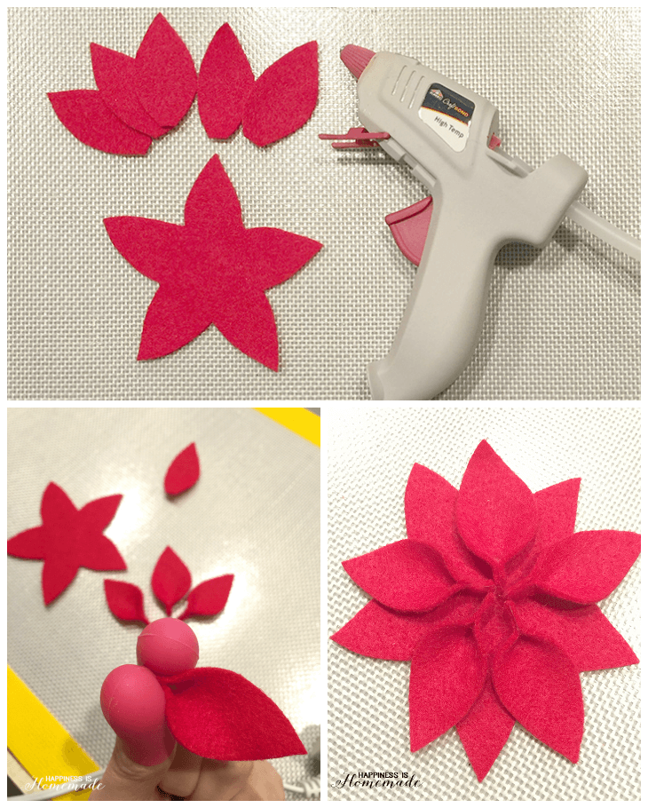 Felt Poinsettia Christmas Decorations Happiness is Homemade