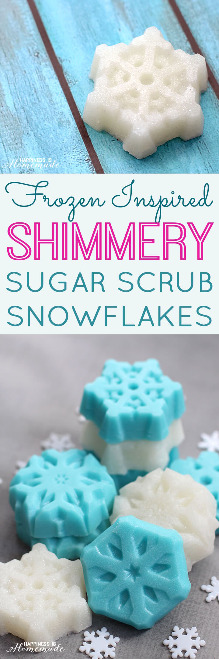 How to Make Frozen Inspired Shimmery Sugar Scrub Snowflake Bars