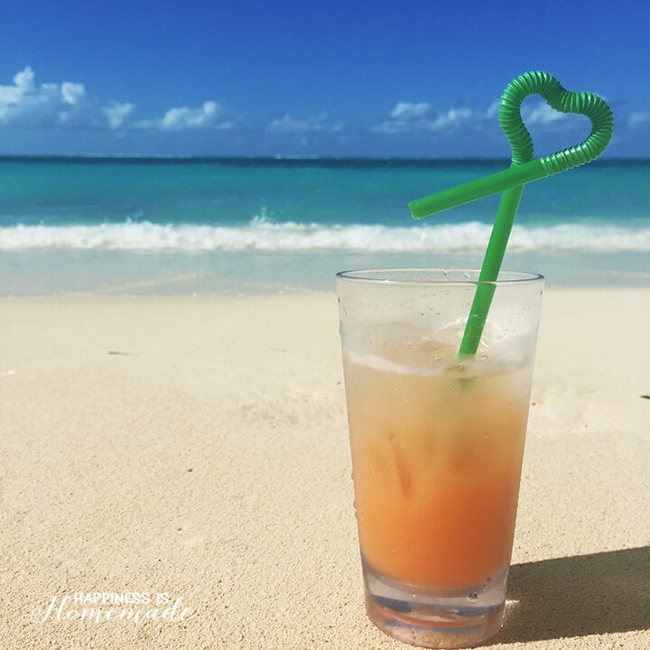 miami vice cocktail on turks and caicos beach