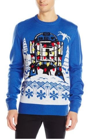 R2D2 blue ugly christmas sweater