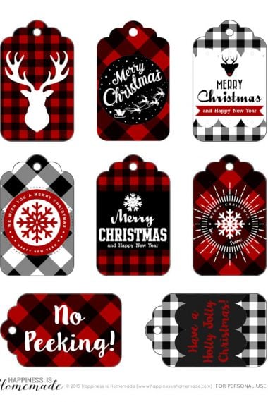 printable buffalo check plaid christmas gift tags