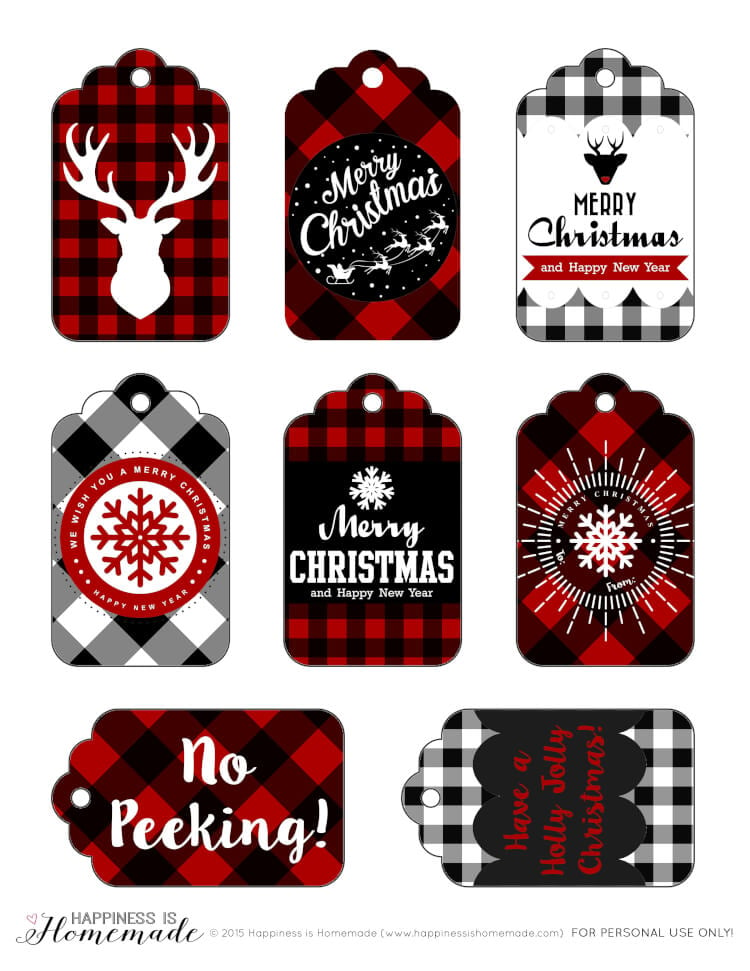 Buffalo Check Plaid Printable Gift Tags