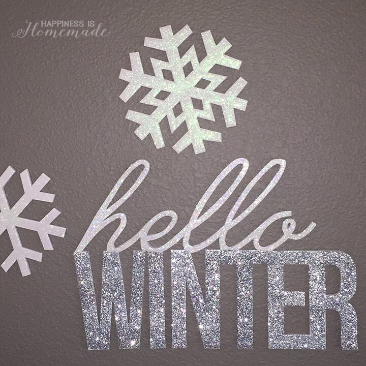 “Hello, Winter” Glittery Wall Decor