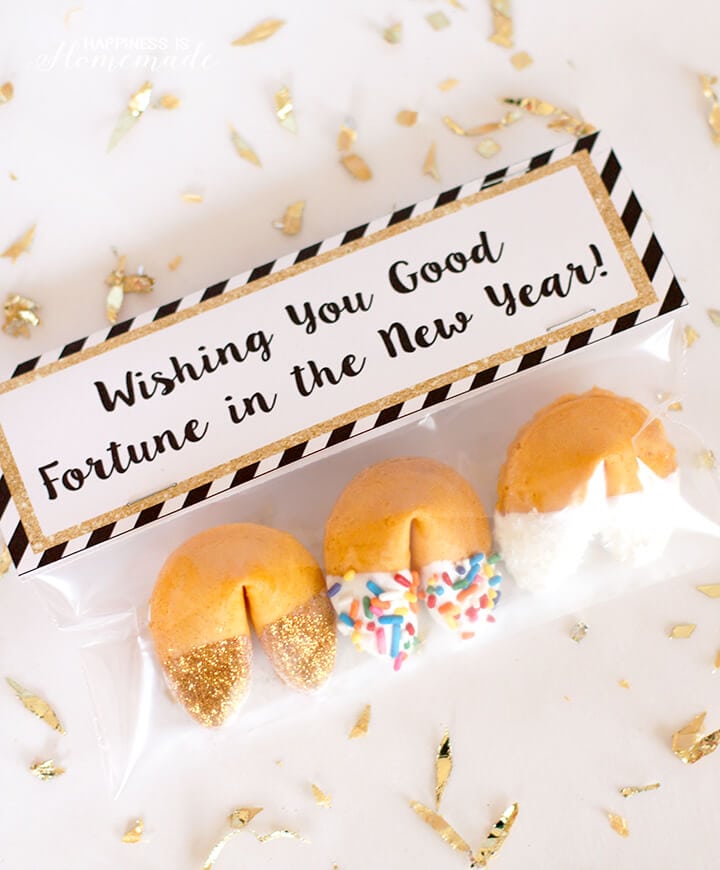 New Years Eve Glitter Dipped Fortune Cookies Party Favors