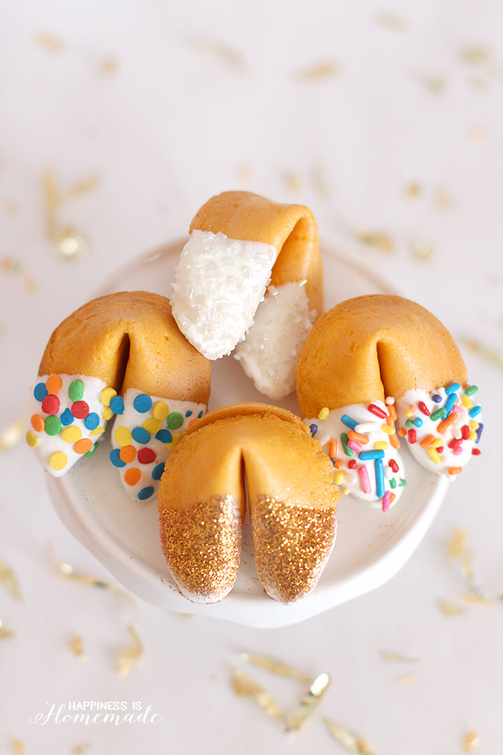 Sprinkle and Edible Glitter Dipped Fortune Cookie - New Years Eve Party Favors