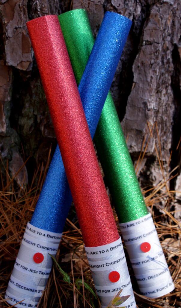 pool noodles made into light sabers