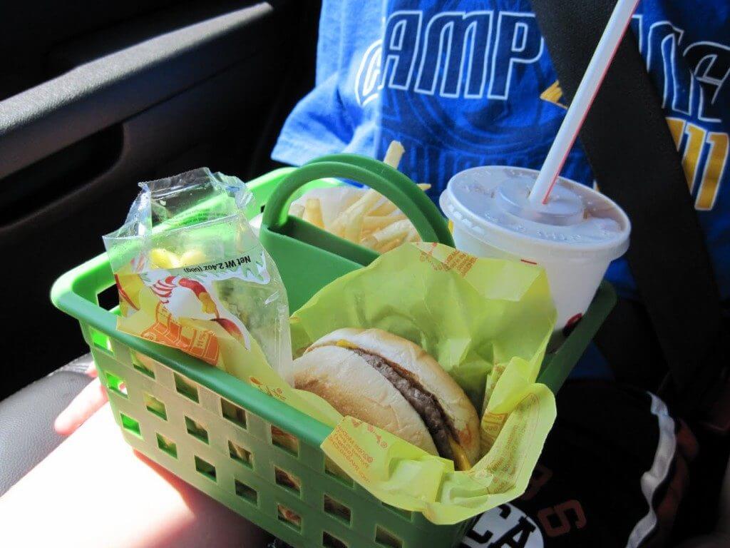diy burger caddy for on the go snacking in car