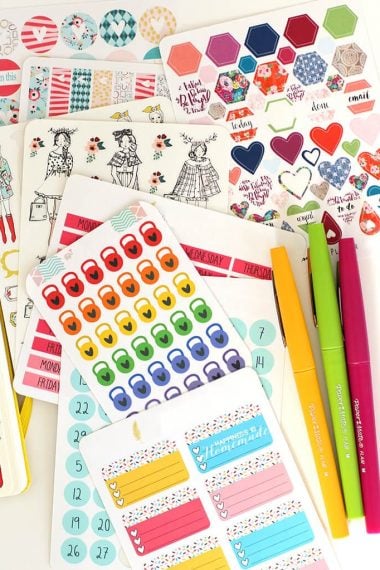 papermate flair pens and planner stickers