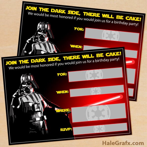 star wars darth vader party invites