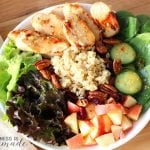 brown rice chicken salad in bowl