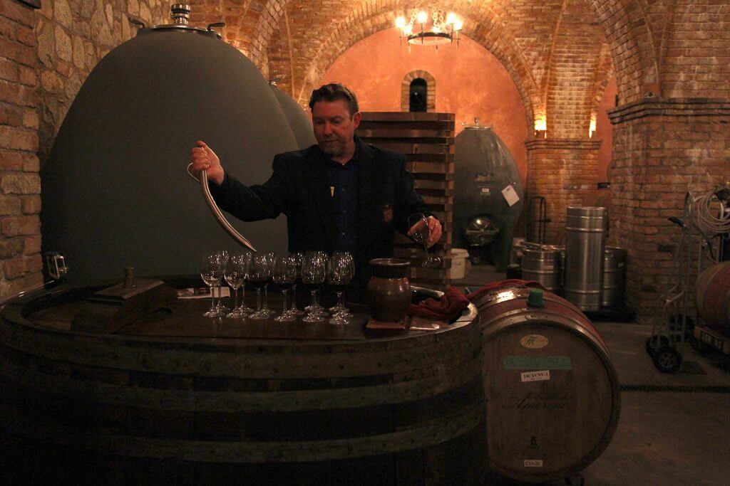 Castello di Amorosa - Sampling Wine from the Barrel