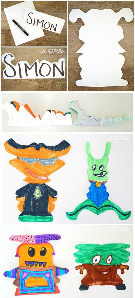Kids Art - Make Alien Creature Monsters from Your Name
