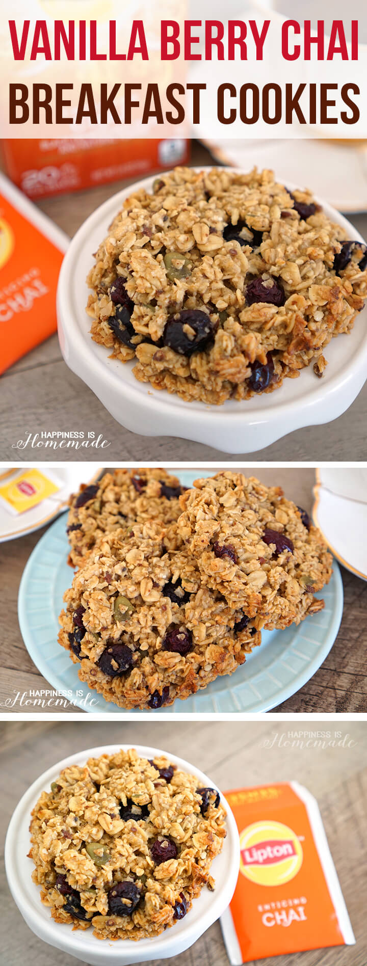 Vanilla Berry Chai Breakfast Cookies are a Healthy On-the-Go Meal