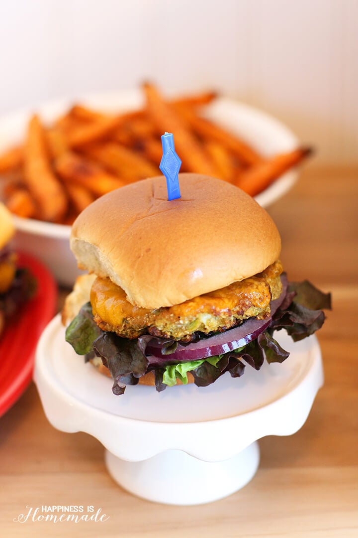 delicious slider with basket of fries