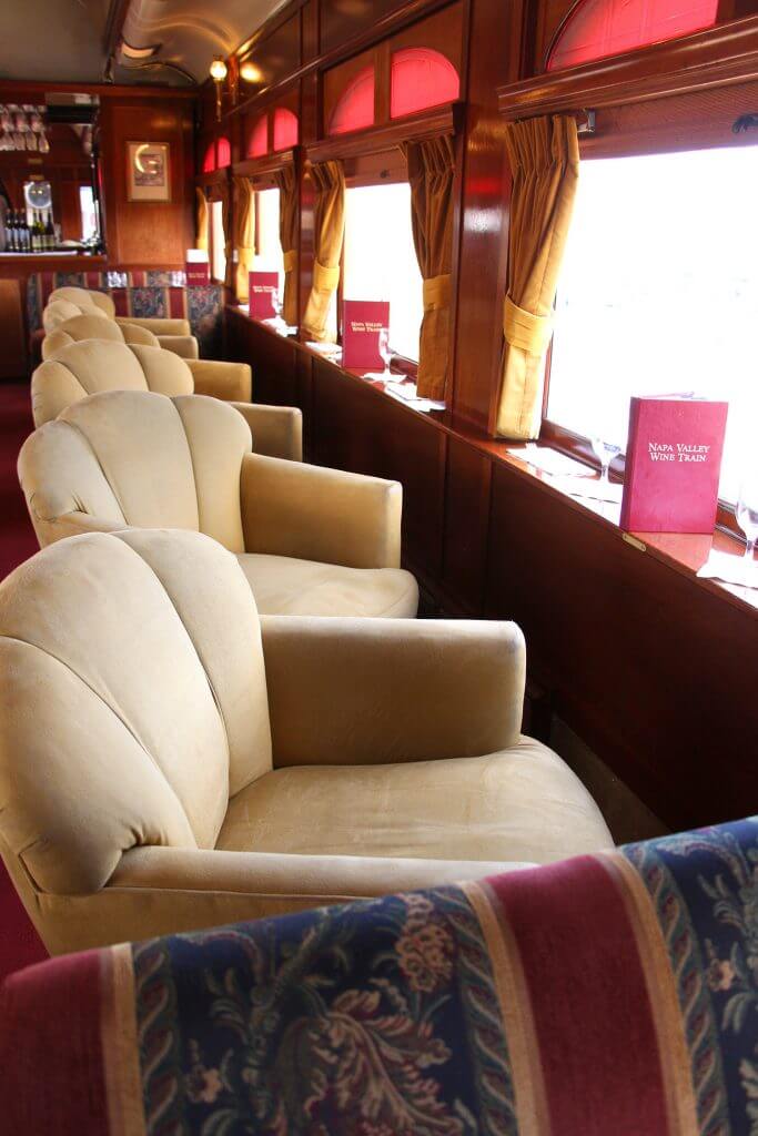 seats inside of wine train
