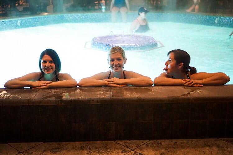 ladies posing in spa pool