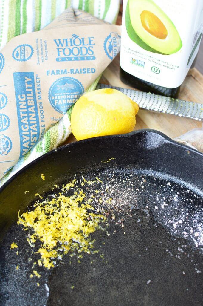 grated lemon added to pan 