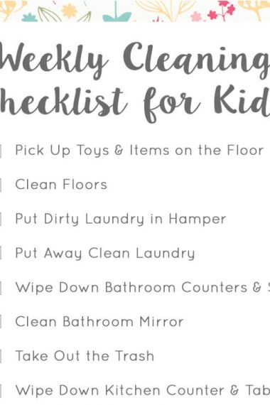 weekly cleaning checklist for kids printable