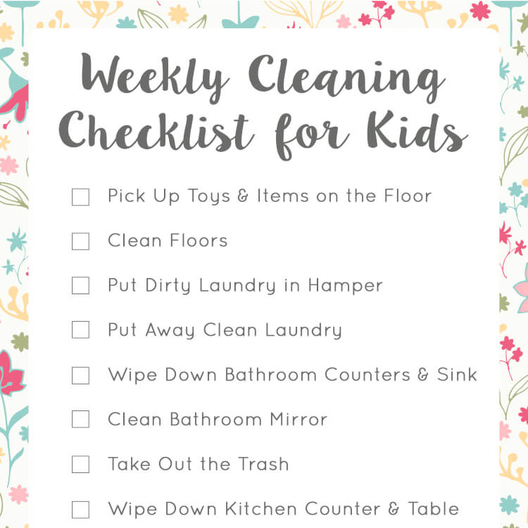 Weekly Cleaning Checklist for Kids