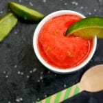 bowl of delicious strawberry margarita sorbet