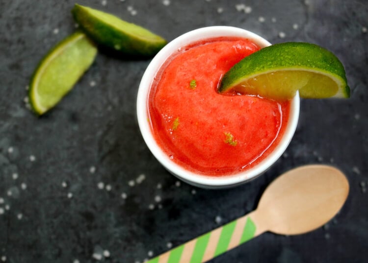 Strawberry Margarita Sorbet (Boozy or Not!)